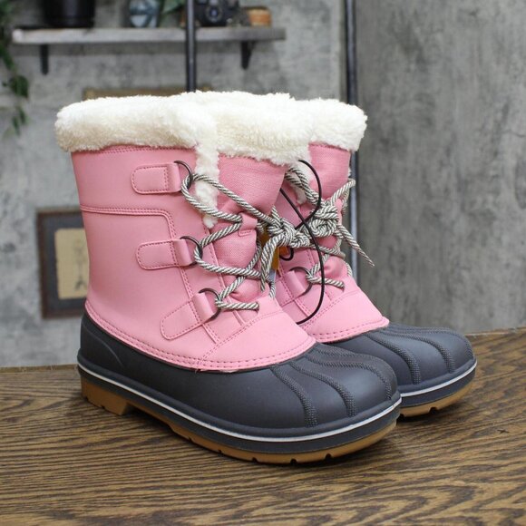 Cat & Jack Girls Faux Fur Kit Winter Boots AEX51 Pink 6 - Picture 1 of 7